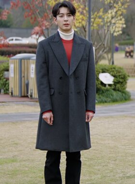 欧洲突然的喜欢陈星旭高海明同款毛呢外套中长版呢子大衣男衣服潮