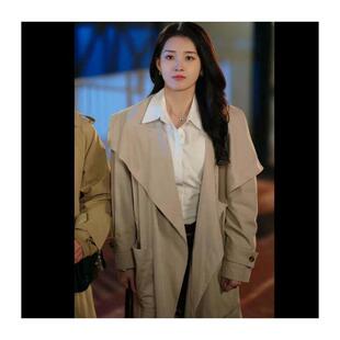 原版短剧沉乔未晚郭宇欣同款风衣外套春秋翻领中长版大衣女衣服潮