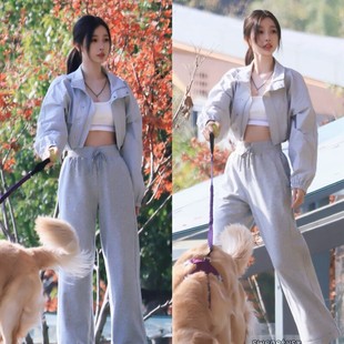欧洲双轨虞书欣姜暮同款夹克外套吊带背心上衣卫裤休闲运动裤子衣