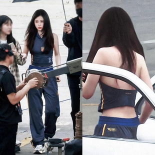 欧洲双轨虞书欣姜暮同款灰色露背挂脖背心上衣休闲运动长裤直筒裤