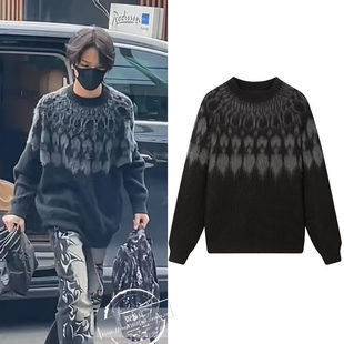 欧洲TF家族四代王橹杰同款费尔岛毛衣男女提花针织衫复古上衣民族