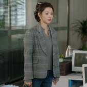 欧洲突然 子女衣服 外套格纹西服上衣裤 喜欢王玉雯林欢儿同款 西装