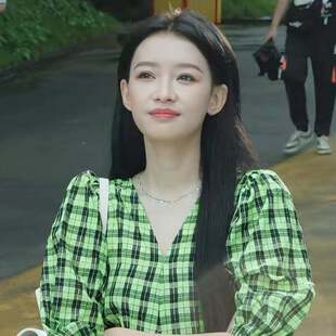 欧洲风过留痕孙怡丹青同款短袖洋装泡泡袖V领格子裙子女衣服潮