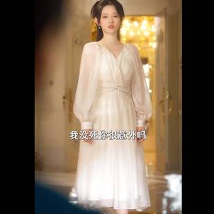 欧洲夫人她专治不服李柯以沈青瓷同款衬衫连衣裙v领裙子女衣服潮