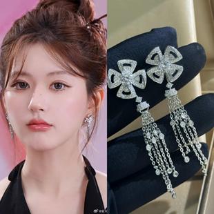 欧洲赵露思同款 明星耳环高端舞台配礼服耳饰925银针耳坠流苏女士