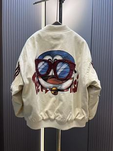 男士棉衣潮牌宽松贴布休闲保暖棒球服男女同款薄棉立领夹克外套男