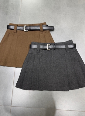 欧洲站2025冬季新款气质高腰显瘦A字百褶短裙羊毛呢半身裙女6325