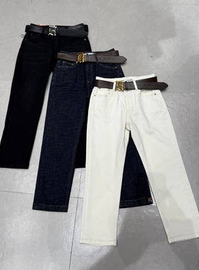 WEISU唯速2025秋冬新款高腰弹力显瘦小直筒抓毛烟管牛仔裤女52674