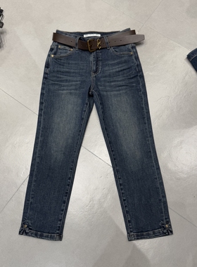 WEISU唯速52669烟管牛仔裤女2025秋季新款高腰弹力显瘦九分直筒裤