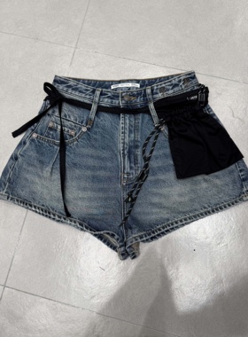 WEISU唯速2025夏季新款高腰钱袋子阔腿牛仔短裤女百搭热裤潮57156