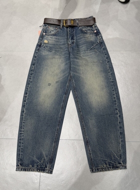 WEISU唯速57273弯刀牛仔裤女2025秋季新款复古水洗高腰显瘦香蕉裤