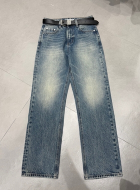 WEISU唯速2026早春新款水洗磨白高腰显瘦窄版直筒牛仔裤女潮57259