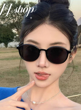 JJJ SHOP“ 韩系红色墨镜女复古圆框 防紫外线太阳眼镜鼻托显脸小