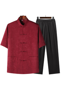 T212P70夏季风棉麻套装仿唐装汉服爷爷太极服爸爸套装图片