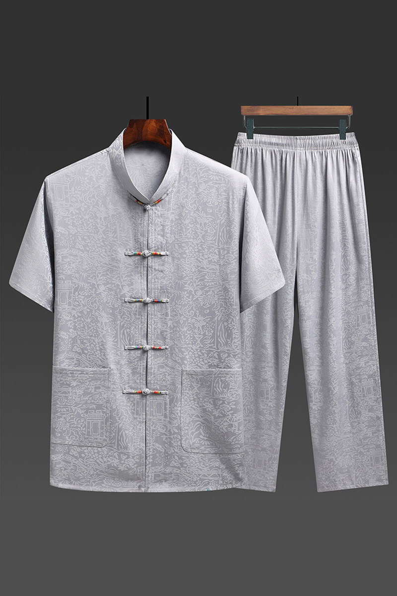 T223P65风套装丝绸唐装居士服汉服爷爷太极服爸爸装主推价优,男装民族服装,星座1108-2