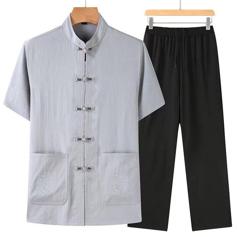 T210P40主推价优风套装刺绣唐装居士服汉服爷爷太极服爸爸装,男装民族服装,星座1108-2