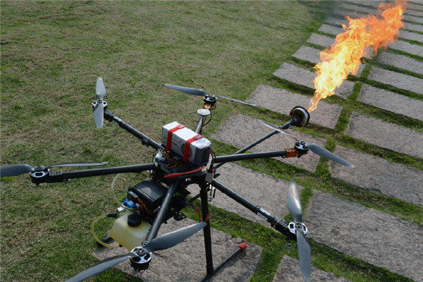 电力喷火无人机行业用烧马蜂窝电力清障除障电力除异物无人机