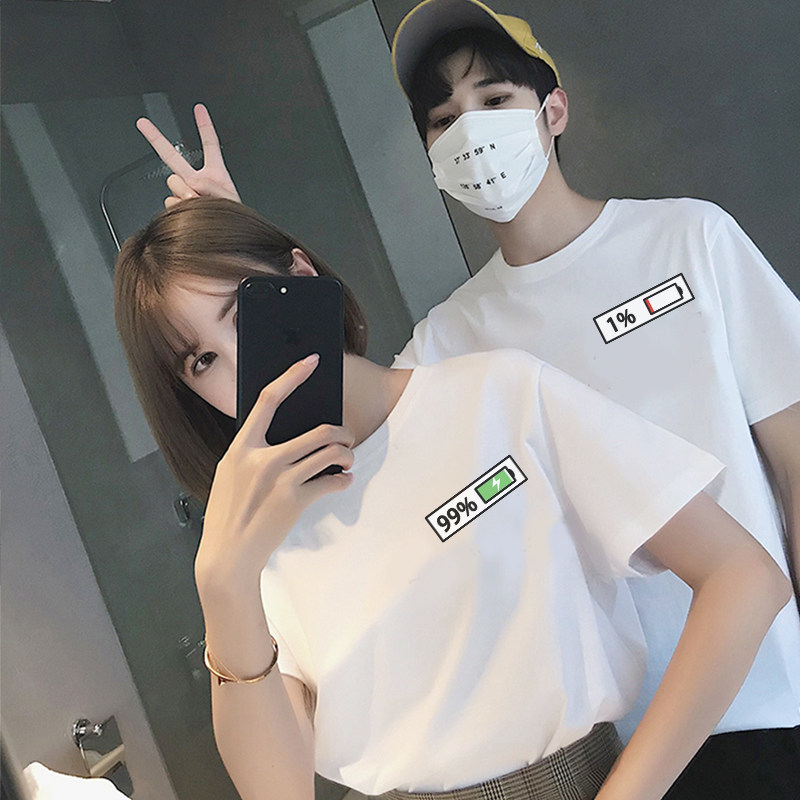 情侣装夏装小众设计感2020新款ins超火港风潮流夏天情侣款短袖T恤