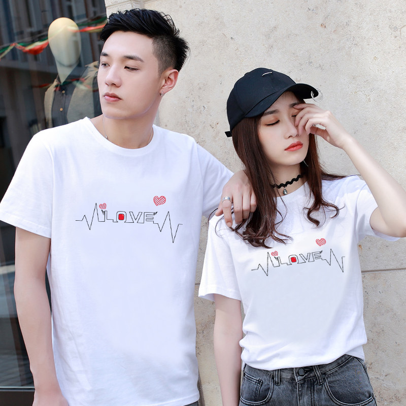 小众原创黑白同色系同色系情侣装套装夏装2020新款短袖T恤夏季潮