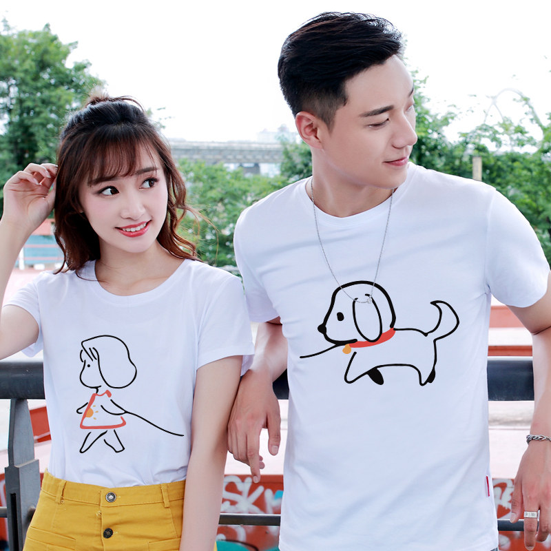 同色系法国情侣装夏装小众套装短袖T恤2020新款ins超火设计感潮流