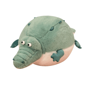 新款圆形滚滚鳄鱼暖手抱枕河豚公仔毛绒玩具新奇萌女神节玩偶娃娃
