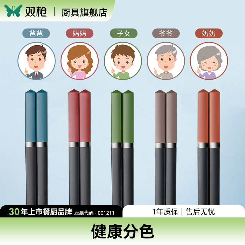 双枪防滑耐高温不易分色合金筷子
