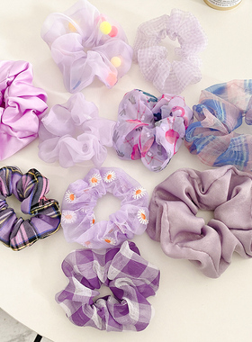 网红ins猪大肠圈韩国头饰肥肠bm发圈复古法式简约brandy头绳紫色