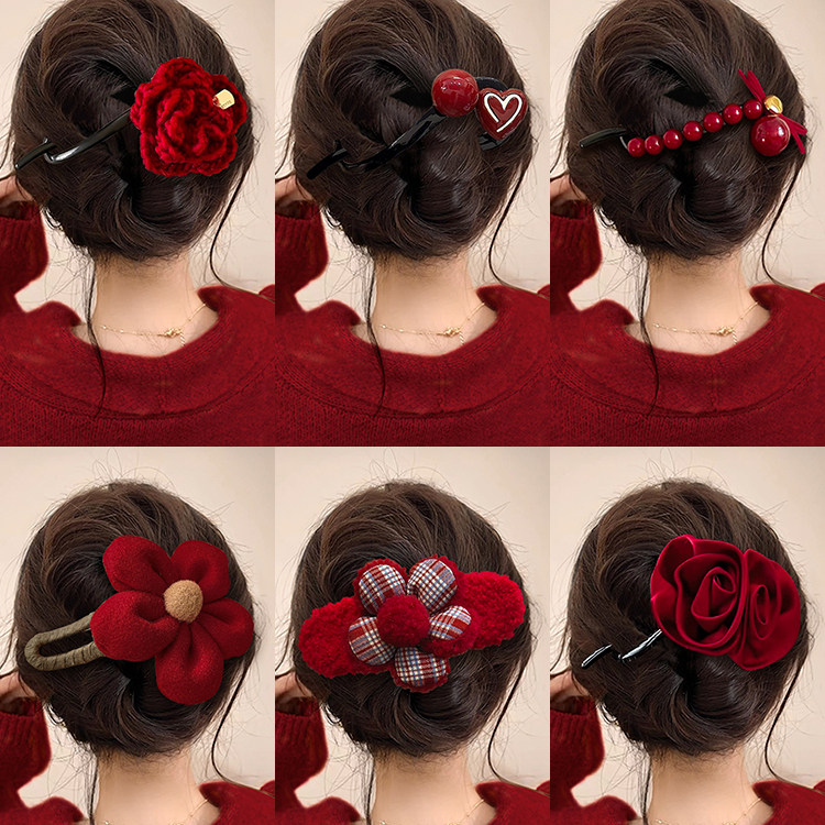 花朵发夹女后脑勺盘发扭扭夹头饰