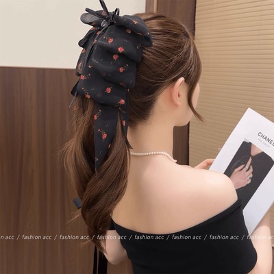 蝴蝶结碎花飘带抓夹子