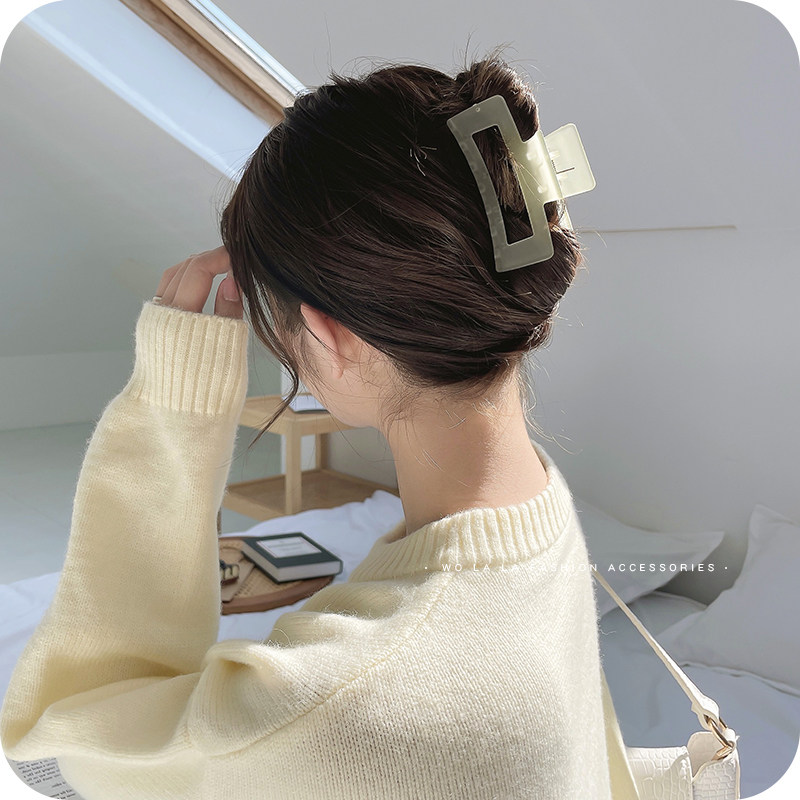 芥末绿大号抓夹发夹后脑勺头发盘发夹子头饰ins风小众鲨鱼夹发卡