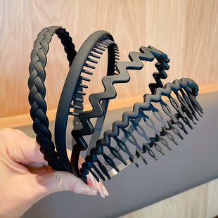 黑色洗脸专用带齿防滑发箍女压发发卡头箍夏款 发捆头饰 碎发夹女款