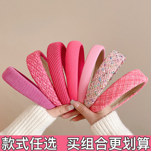 高级感头箍女秋冬外出百搭甜美发箍女款 粉色洗脸专用压发发卡头饰