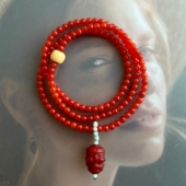 天然原矿保山南红玛瑙米珠4mm3圈手串女手链雕刻小沙弥搭配绿松石