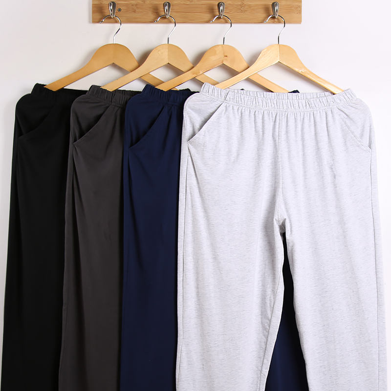 夏季男睡裤长裤纯棉宽松加肥加大码休闲居家裤全棉家居裤薄空调裤