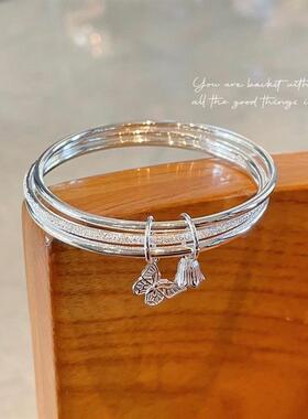 三生三世银手镯女纯银s999实心足银手环小众送老婆女友情人节礼物