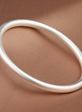 古法纯银手镯女足银光面磨砂素圈纯手工s999传承镯子送女友银饰品