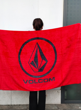 Volcom原单纯棉割绒浴巾男女成人柔软吸水户外冲浪游泳蓝色沙滩巾