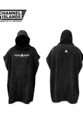 CHANNEL ISLANDS黑色纯棉浴衣防风吸水沙滩换衣成人潜水游泳斗篷
