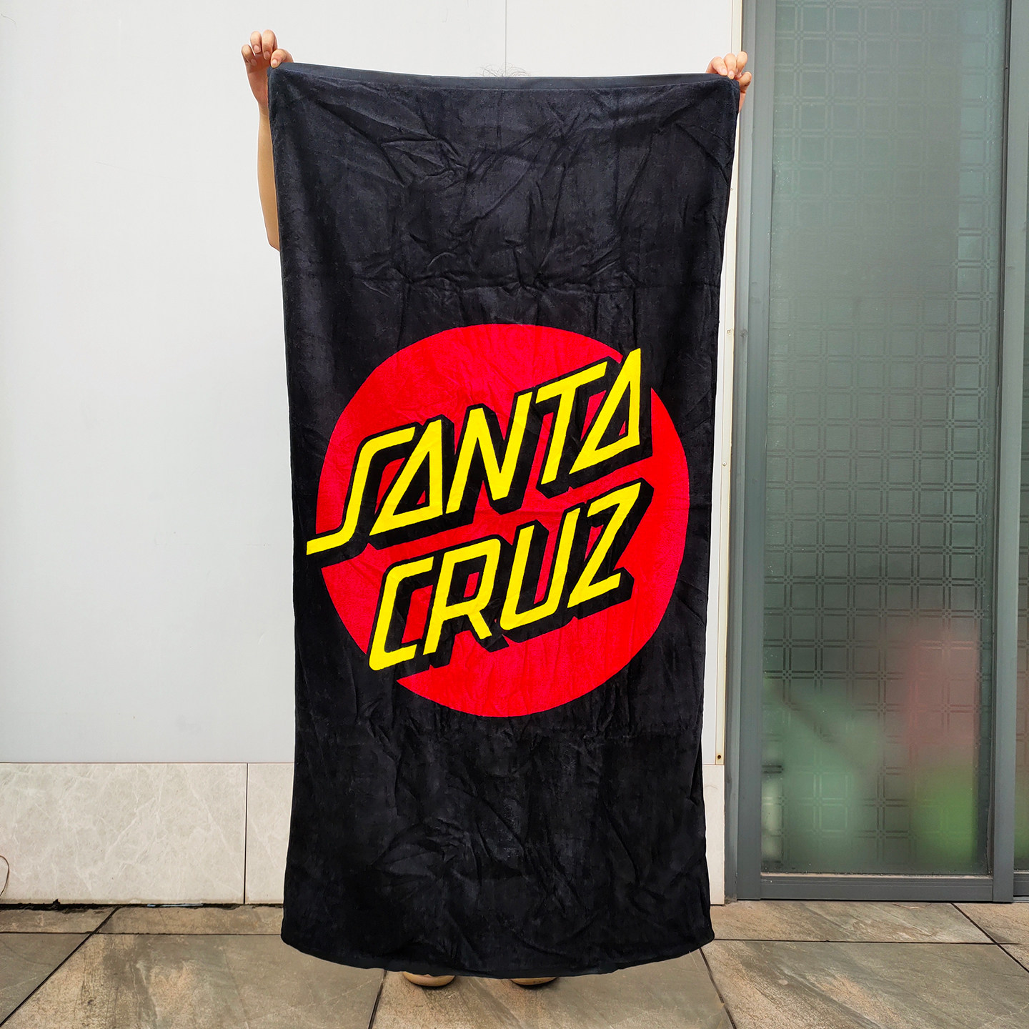 Santa Cruz外贸原单100%纯棉割绒浴巾柔软吸水时尚个性沙滩大毛巾