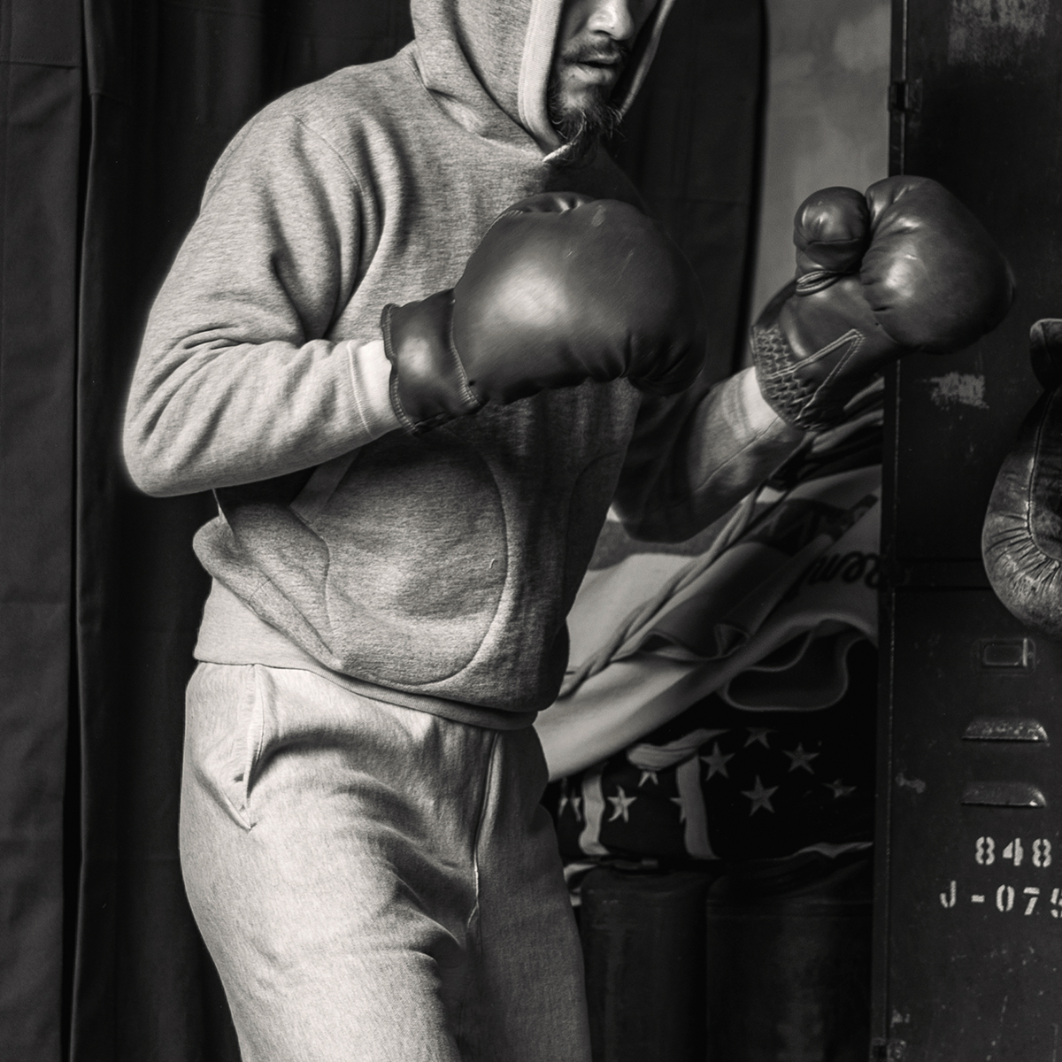 恶犬拳击连帽卫衣套头帽衫加厚重