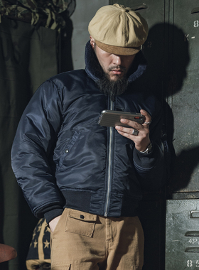 恶犬BRONSON复刻B-15C羊毛翻领蓝色飞行服夹克MA-1梦露厚外套B15