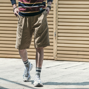 休闲宽松两褶短裤 男士 夏季 NON 裤 STOCK 工装 新品 复古双折西裤