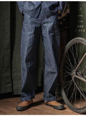 恶犬BRONSON USN Dungaree夹板工装裤赤耳丹宁原色牛仔阔腿直筒裤