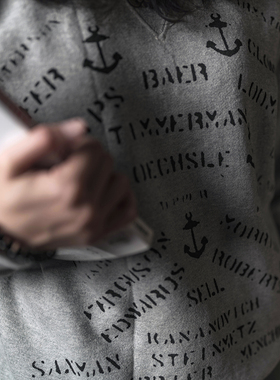 恶犬BRONSON WW2 USN海军圆筒卫衣 男士加厚毛圈套头筒织卫衣