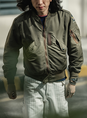 2024恶犬BRONSON复刻初期L-2飞行服夹克 男士拉链棒球立领外套MA1