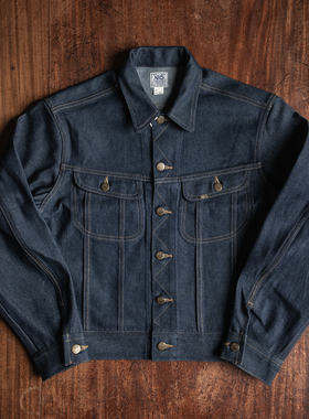 NON STOCK FLYERS原色左斜防缩丹宁101J短款牛仔夹克复古骑士外套