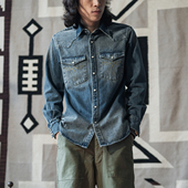 NON STOCK 怀旧洗水西部牛仔衬衫 2023新品 复古长袖 厚丹宁布衬衣