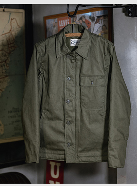NON STOCK 后期型USN A-2 甲板工作夹克 贡缎棉布内里抓绒厚外套