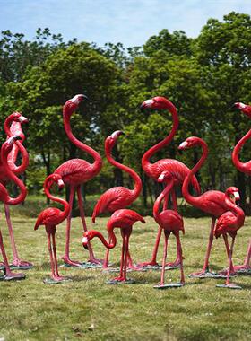 户外仿真火烈鸟摆件玻璃钢园林景观雕塑婚庆道具庭院商场美陈装饰