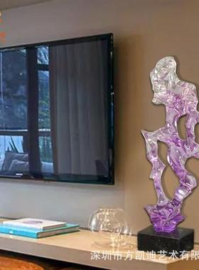 半透明紫色成烟玄关餐厅酒店会所大堂风水招财抽象仿水晶桌面摆件